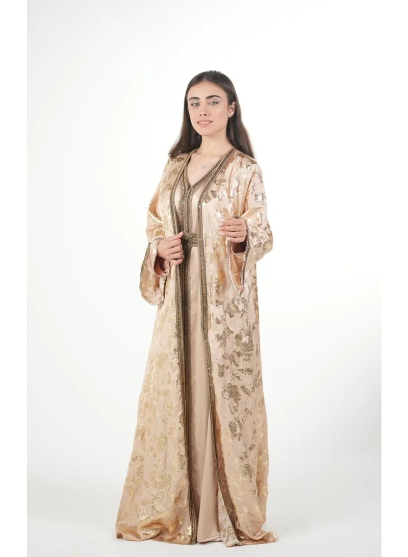 AL BENT AL SHARQIEH embroidered satin kaftan dress
