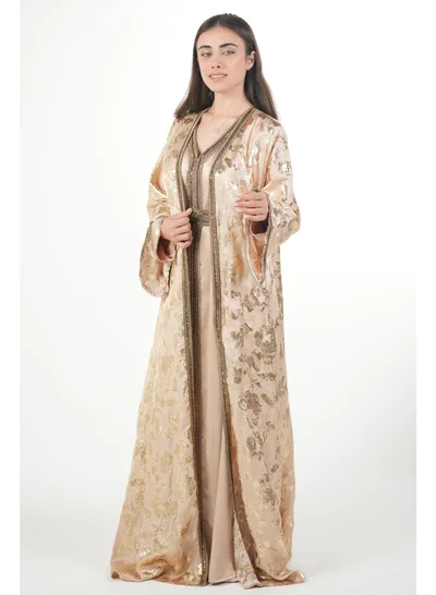 AL BENT AL SHARQIEH embroidered satin kaftan dress