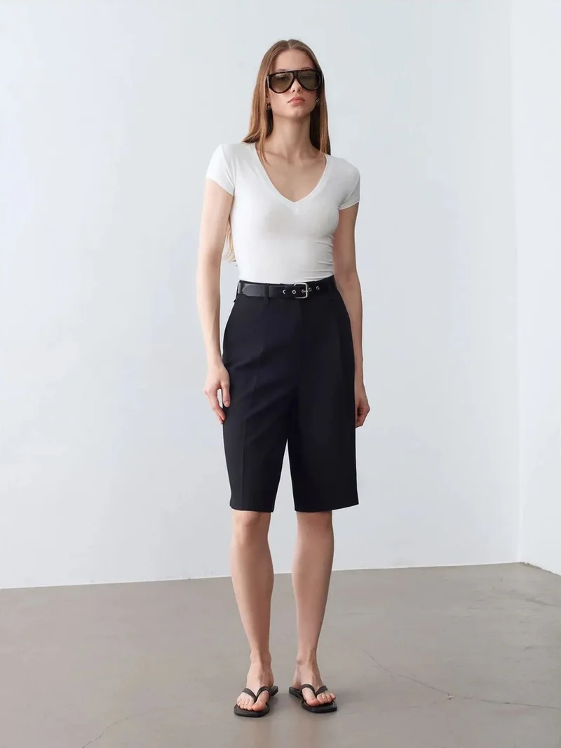 ديلفين Dilvin Slim Fit V-Neck Jersey Blouse
