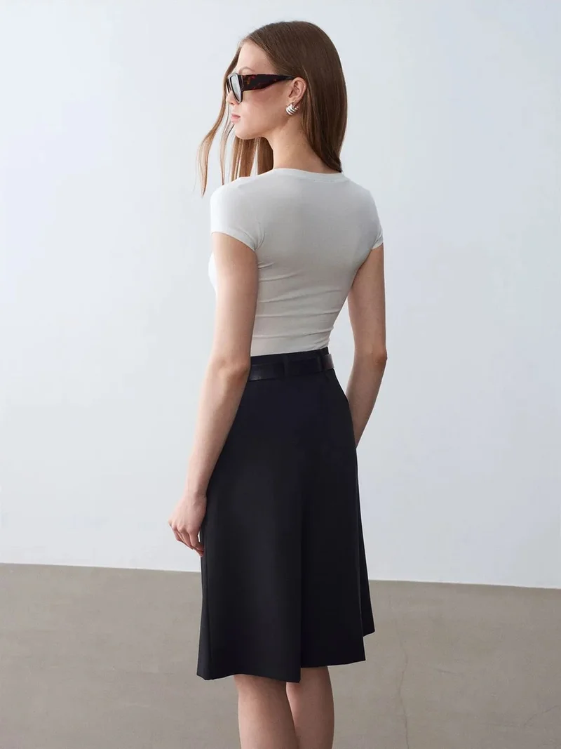 Dilvin Dilvin Slim Fit V-Neck Jersey Blouse