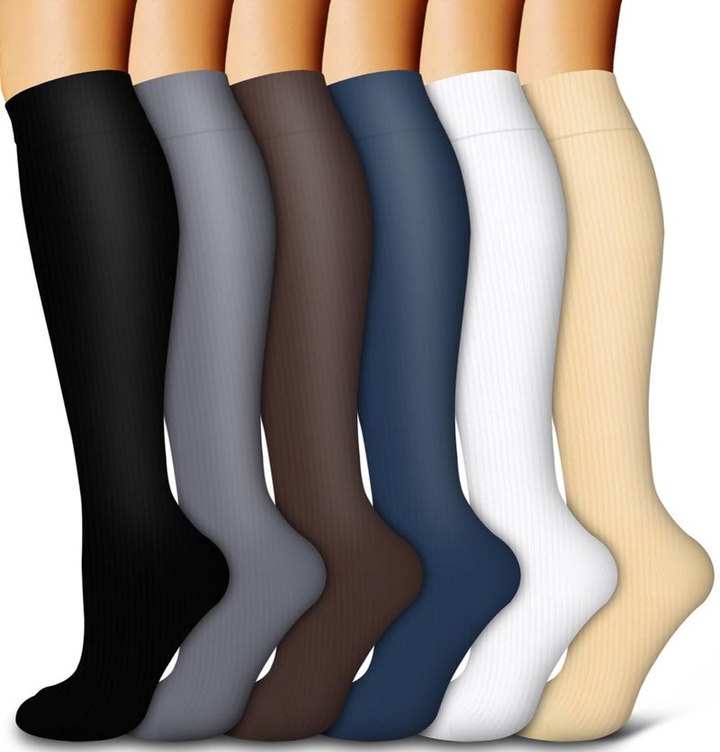 Bluemaple 6 Pack Copper Compression Socks for Women and Men Circulation-Best Support for Medical,Running,Nursing,Athletic - Image 1