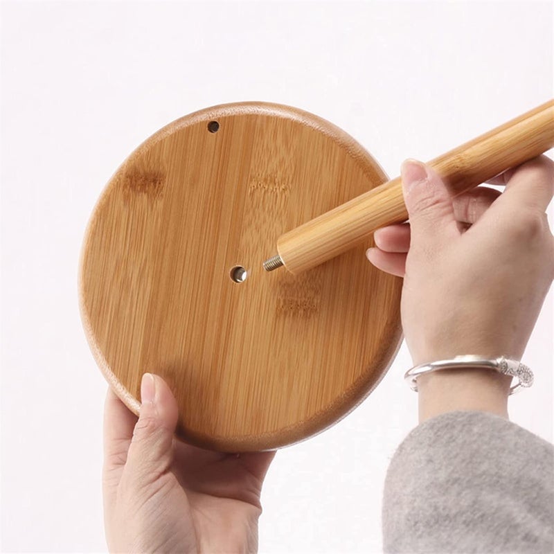 Delopik Bamboo Wood Vertical Paper Towel Holder for Kitchen Paper Roll - Image 3