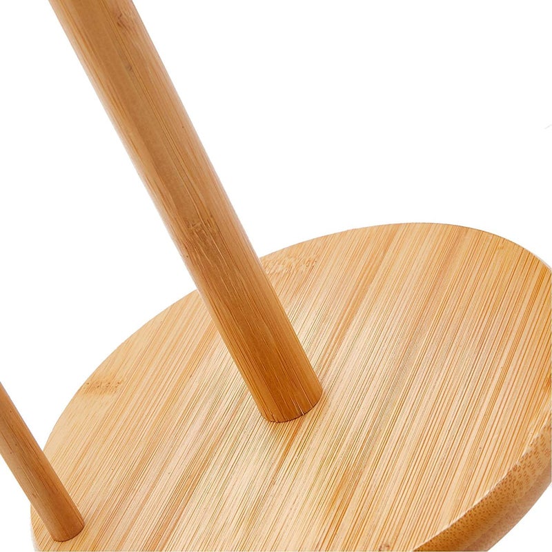 Delopik Bamboo Wood Vertical Paper Towel Holder for Kitchen Paper Roll - Image 4