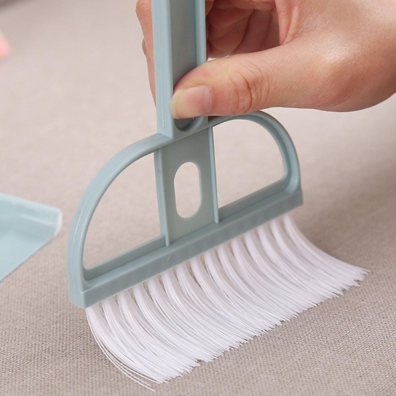 Mini Broom And Dustpan Set For Keyboard Car Home Office Desktop Cleaning Compact Lightweight Durable Nordic Blue - Image 3