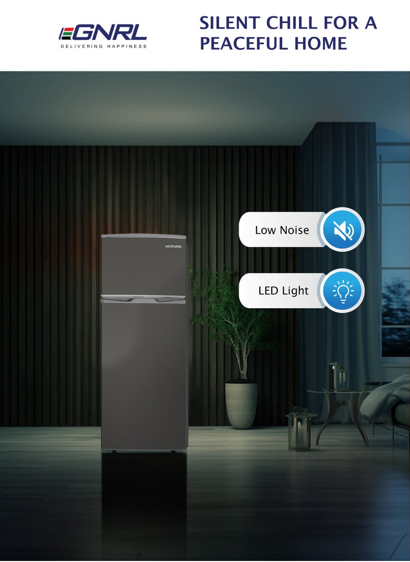 EGNRL - 275L GROSS - 215L NET Capacity Double Door Refrigerator Dark Silver Color Defrost Recessed Handle R600A Inside Condenser EGR225S, One Year Warranty - Image 1