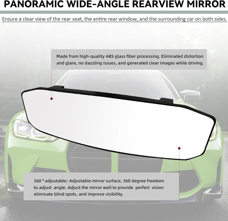 NTNEV 12''x3.5'' Panoramic Rear View Mirror - Image 4