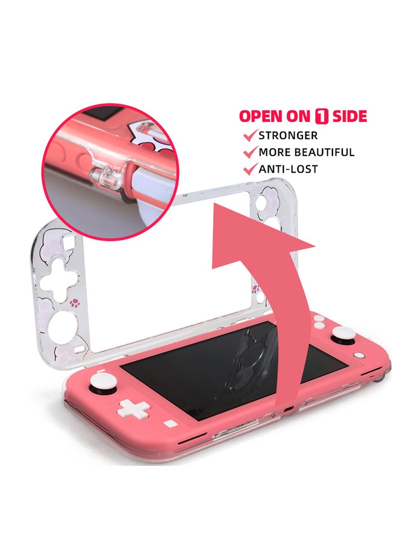 KASTWAVE Protective Case for Switch Lite Clear Hard PC Case Cover Split Design Shockproof Anti Scratch Shell Accessories for Switch Lite and Joycon Controller Cute Pink Cat Paw - Image 2