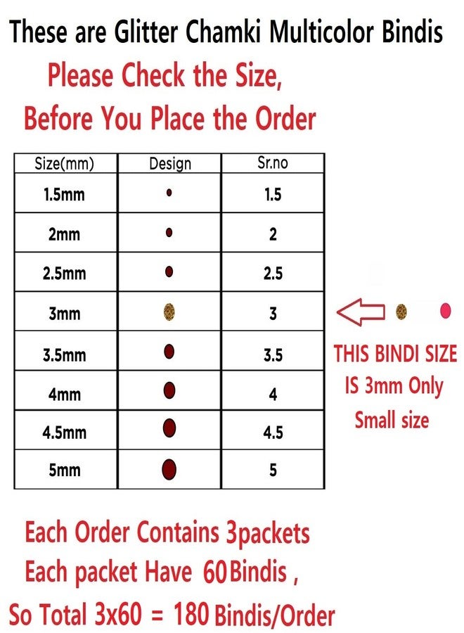 فاما ملصقات كومكوم صغيرة مستديرة متعددة الألوان لامعة براقة من فاما فاشنز، ملصقات جبين لامعة فاخرة للنساء والسيدات (مقاس 3 مم، عبوة من 180 بيندي) - Image 3
