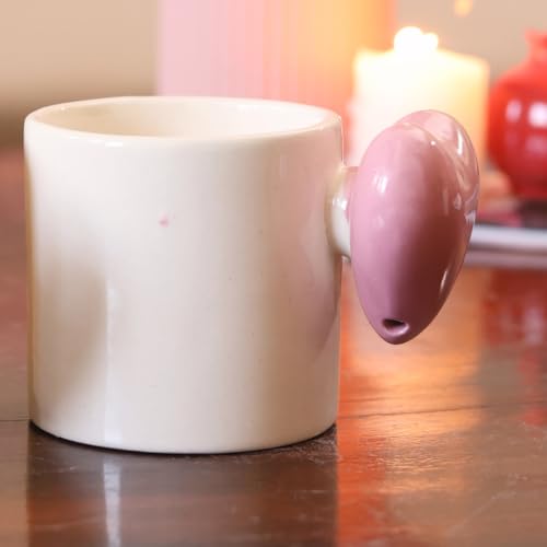 Craftribal Cute Ceramic Heartbeat Mug with Heart Handle & Pop Heart Inside - 350 ML, Pink, Romantic Gift for Anniversary, Birthday, Boyfriend, Girlfriend, Coffee Lovers, Valentine's Day (Pack of 1) - Image 2