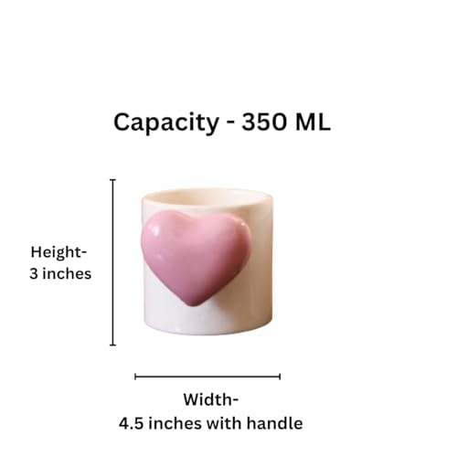 Craftribal Cute Ceramic Heartbeat Mug with Heart Handle & Pop Heart Inside - 350 ML, Pink, Romantic Gift for Anniversary, Birthday, Boyfriend, Girlfriend, Coffee Lovers, Valentine's Day (Pack of 1) - Image 4