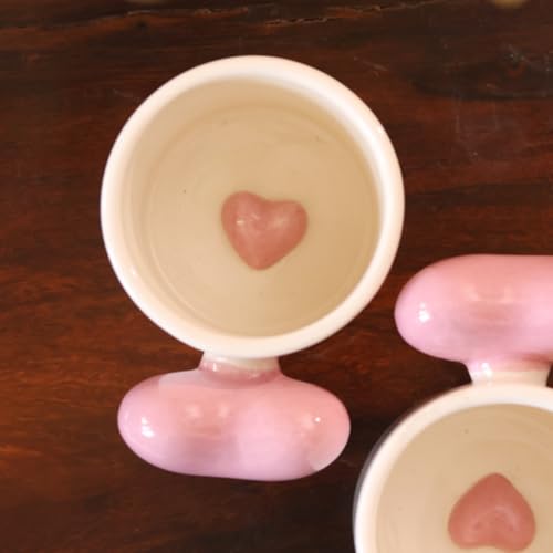 Craftribal Cute Ceramic Heartbeat Mug with Heart Handle & Pop Heart Inside - 350 ML, Pink, Romantic Gift for Anniversary, Birthday, Boyfriend, Girlfriend, Coffee Lovers, Valentine's Day (Pack of 1) - Image 3