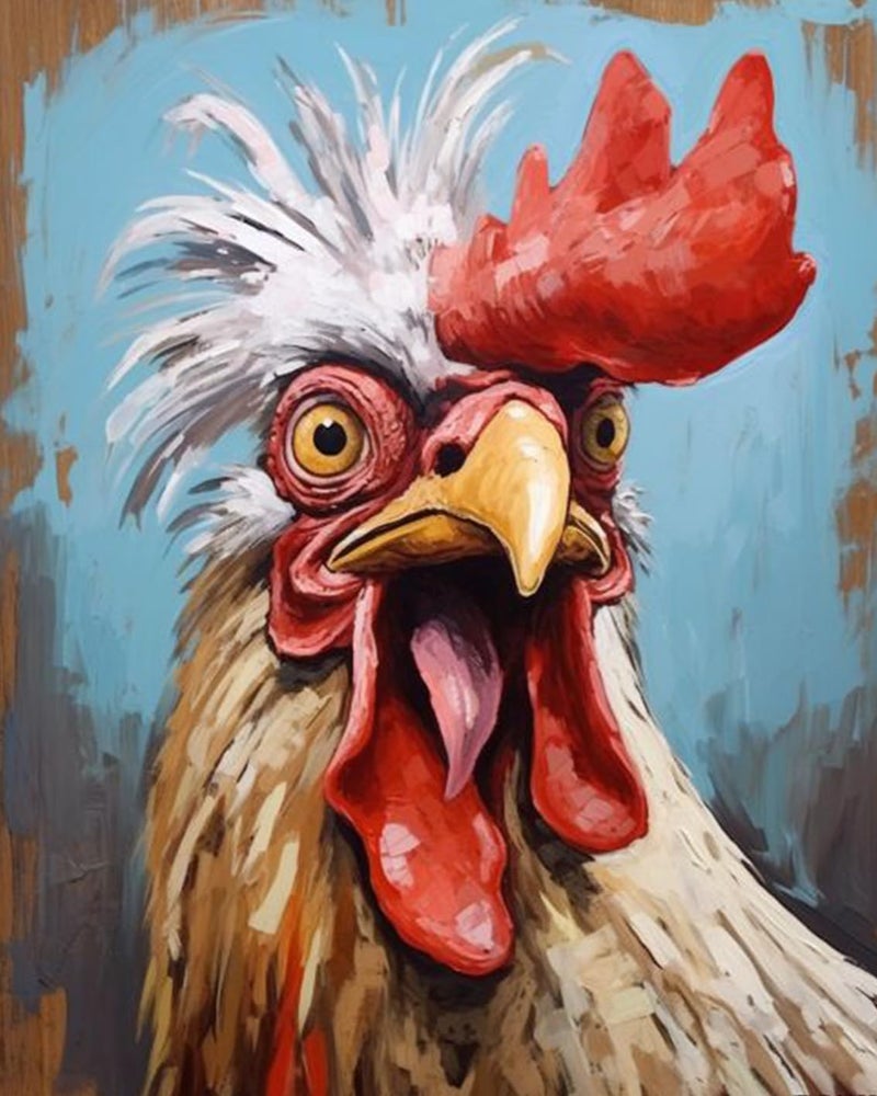Tucocoo Farm Animal Paint by Bumbers for Adults Framhouse Chicken DIY Paint by Numbers Acrylic Paint Canvas Kitchen Decor Funny Rooster Painting Kits Framhouse Art 16x20 Inch Without Frame - Image 1