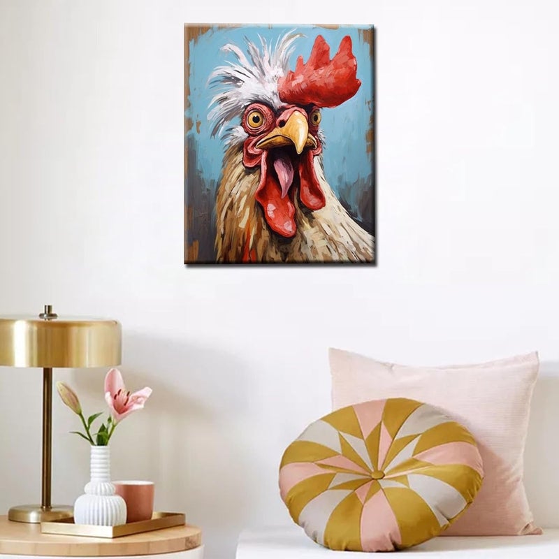 Tucocoo Farm Animal Paint by Bumbers for Adults Framhouse Chicken DIY Paint by Numbers Acrylic Paint Canvas Kitchen Decor Funny Rooster Painting Kits Framhouse Art 16x20 Inch Without Frame - Image 3