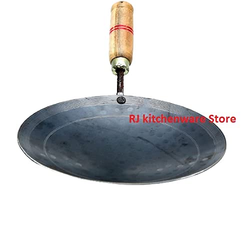 RJ kitchenware Store Iron tawa for chapati tawa Dosa Fry tawa with Wooden Handle Handmade Loha Iron Lokhand Roti/Chapati Tava Roti Maker Dasi Tawas - Image 3