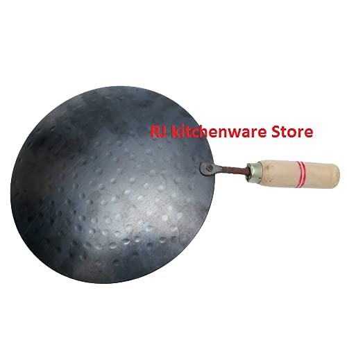 RJ kitchenware Store Iron tawa for chapati tawa Dosa Fry tawa with Wooden Handle Handmade Loha Iron Lokhand Roti/Chapati Tava Roti Maker Dasi Tawas - Image 4