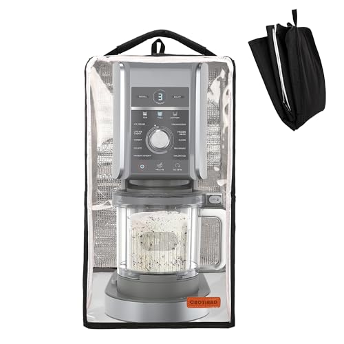 CROTIRAD Clear Dust Cover Compatible with Ninja CREAMi NC501, NC301, NC299AMZ, Ice Cream Machine Dust Cover with Hanging Strap Fits Ninja Ice Cream Maker Machine, Black - Image 1