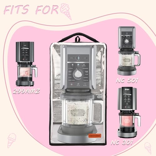 CROTIRAD Clear Dust Cover Compatible with Ninja CREAMi NC501, NC301, NC299AMZ, Ice Cream Machine Dust Cover with Hanging Strap Fits Ninja Ice Cream Maker Machine, Black - Image 2