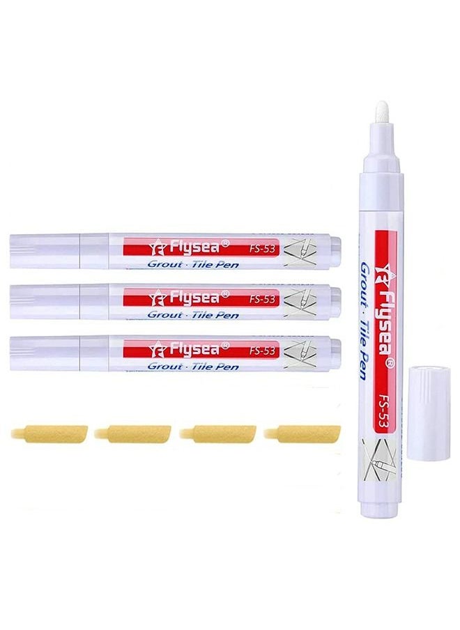 KASTWAVE 4 Pieces Tile Pen Wall Grout Restorer Pen, High Quality Wear Resistant Pen Tip Waterproofing After Drying, for Restoring Tile Grout Wall Floor Bathrooms and Kitchen, White  - Image 1