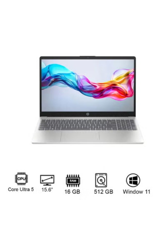 HP لابتوب 15-fd1020ne بشاشة 15.6 بوصة، مع معالج كور ألترا 5/16 جيجابايت رام/512 جيجابايت SSD/رسومات إنتل آرك/ويندوز 11 هوم - Image 1