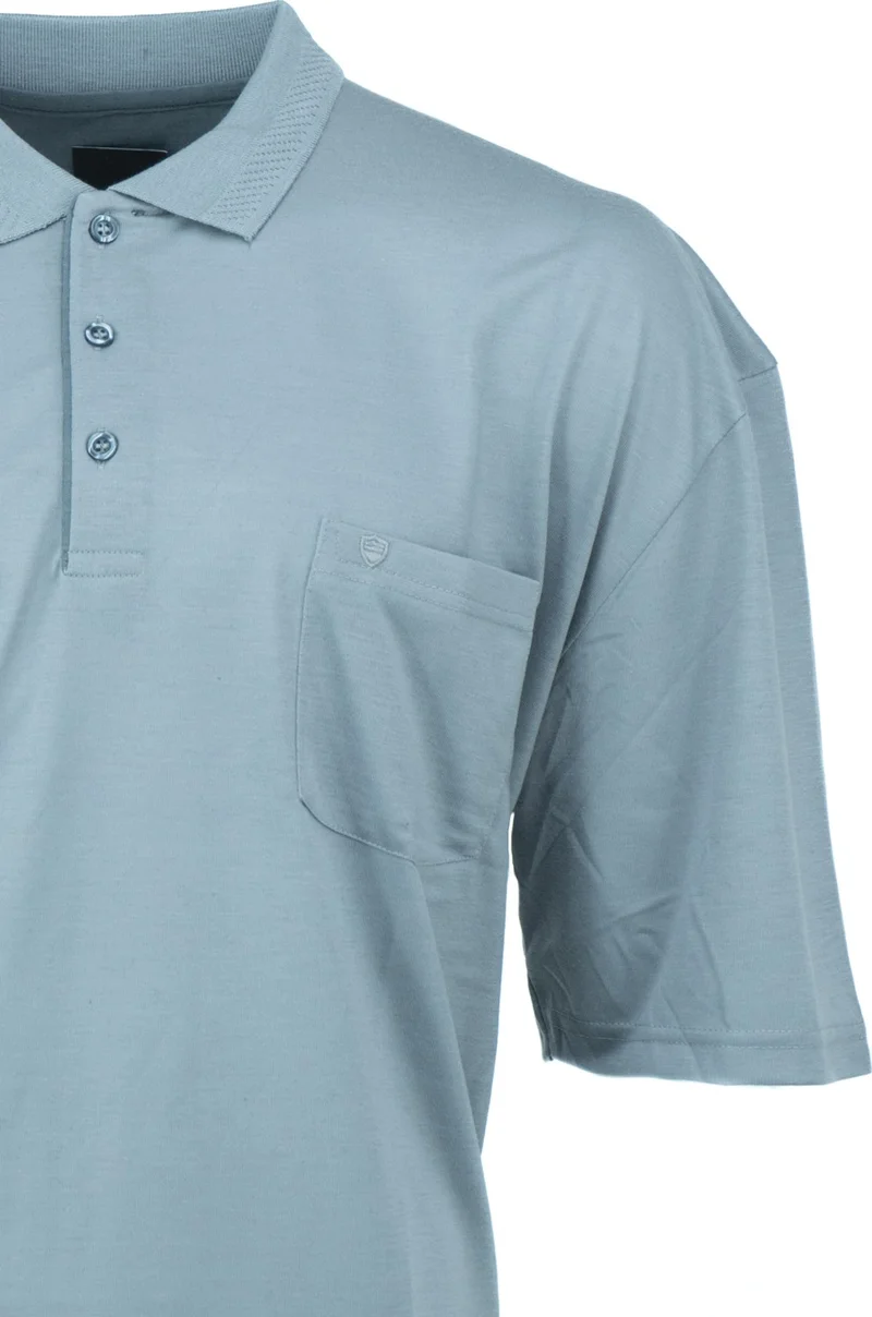 Oppland Men's Polo Collar Embossed Pocket Short Sleeve Solid Color Regular Cut Premium Cotton Fabric T-Shirt