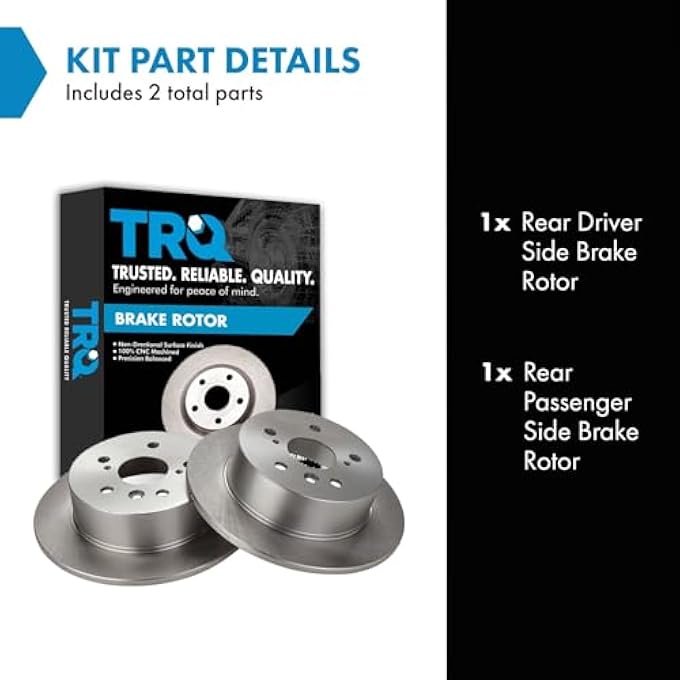 ريحني مجموعة دوارة الفرامل الخلفية TRQ 20082012 لسيارة تويوتا أفالون 20072011 تويوتا كامري 20072012 لكزس ES350 - Image 3