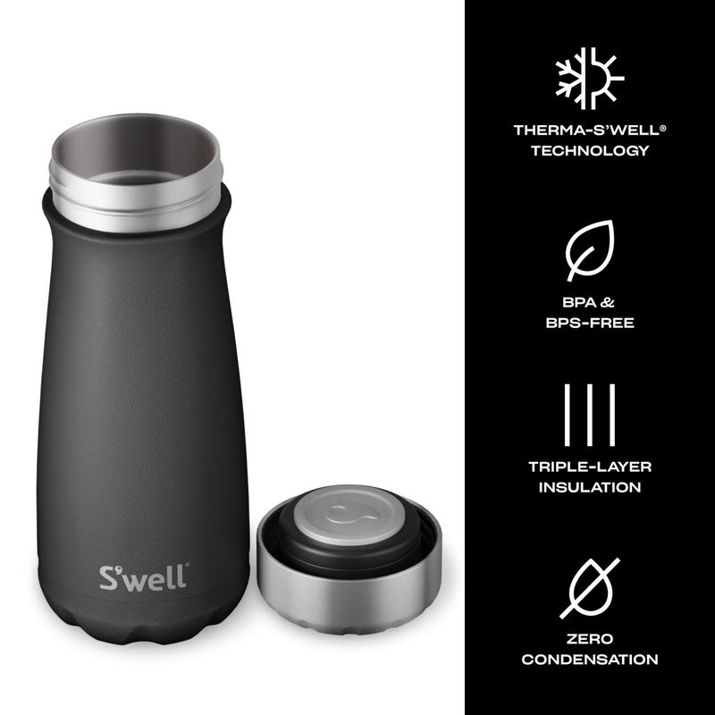 S'well Stainless Steel Traveler, 16oz, Onyx, Triple Layered Vacuum Insulated Containers Keeps Drinks Cold for 24 Hours and Hot for 12, BPA Free, Easy Carrying On the Go - Image 5