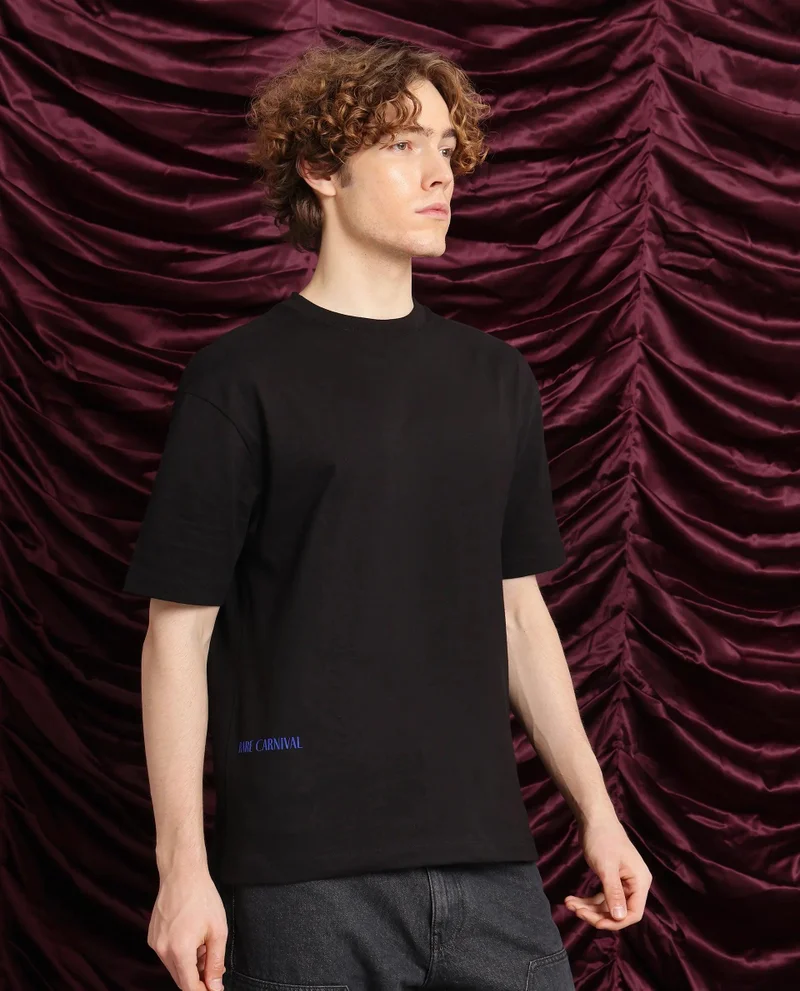 Rare Rabbit Men's Graphic Back Print Oversized T-Shirt
