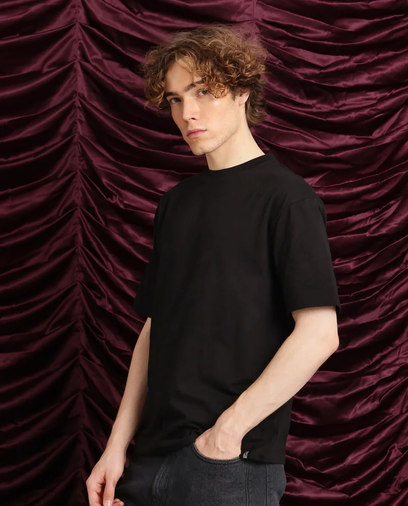 Rare Rabbit Men's Graphic Back Print Oversized T-Shirt