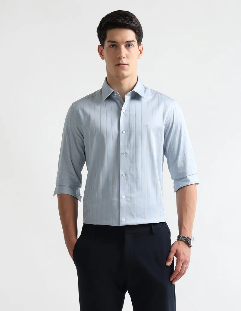 Arrow Vertical Striped Manhattan Slim Fit Shirt