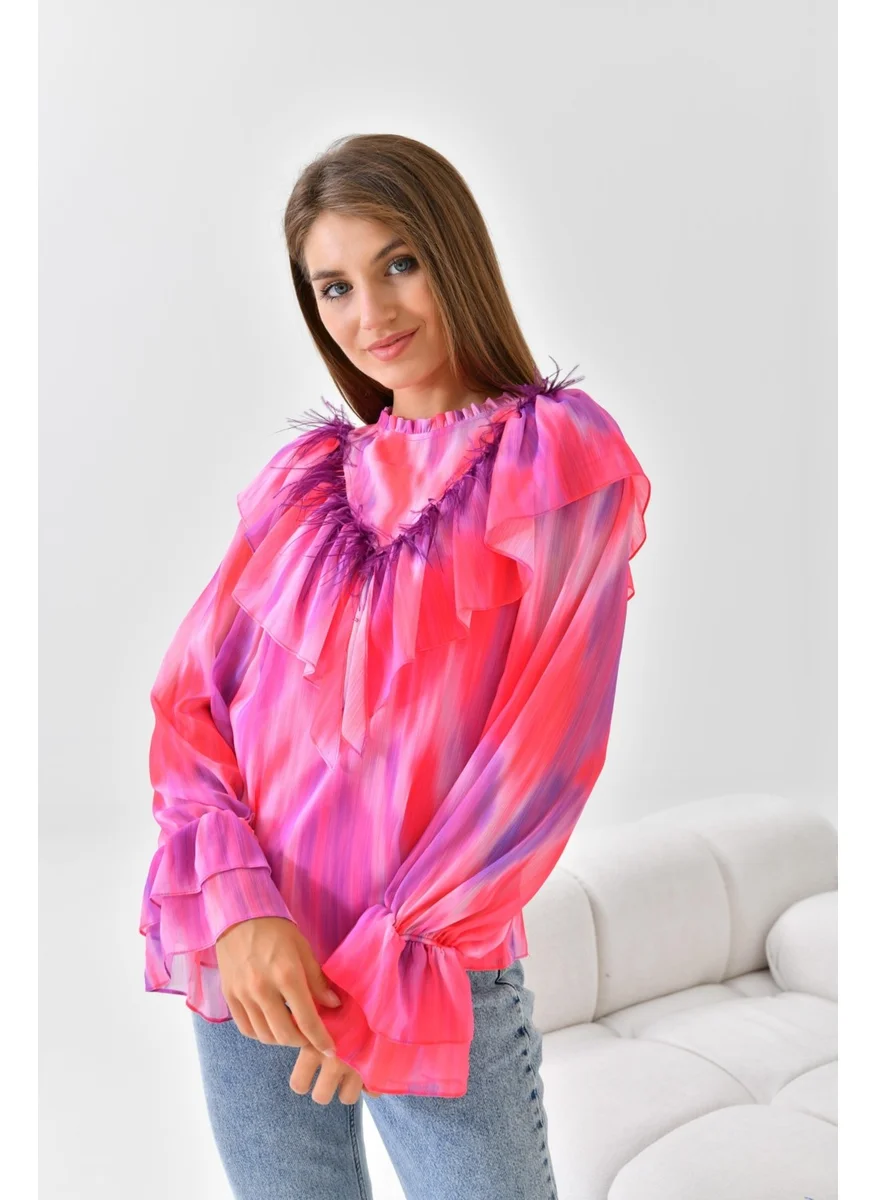 Garmi Ftz Women Chiffon Blouse Fuchsia