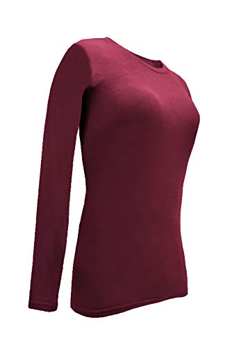 Natural Uniforms Women's Under Scrub Tee Crew Neck Long Sleeve T-Shirt (Burgundy, X-Large) - Image 4