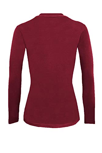 Natural Uniforms Women's Under Scrub Tee Crew Neck Long Sleeve T-Shirt (Burgundy, X-Large) - Image 3
