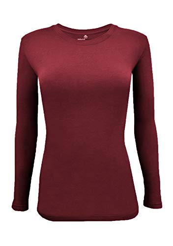 Natural Uniforms Women's Under Scrub Tee Crew Neck Long Sleeve T-Shirt (Burgundy, X-Large) - Image 1