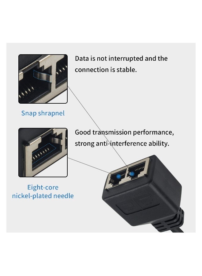 2-Piece RJ45 Splitter Ethernet Ethernet Port Splitter 1 Male to Female Adapter for Cat 5 CAT 6 LAN Cable Extender Surf Online at The Same time 30cm - Image 4
