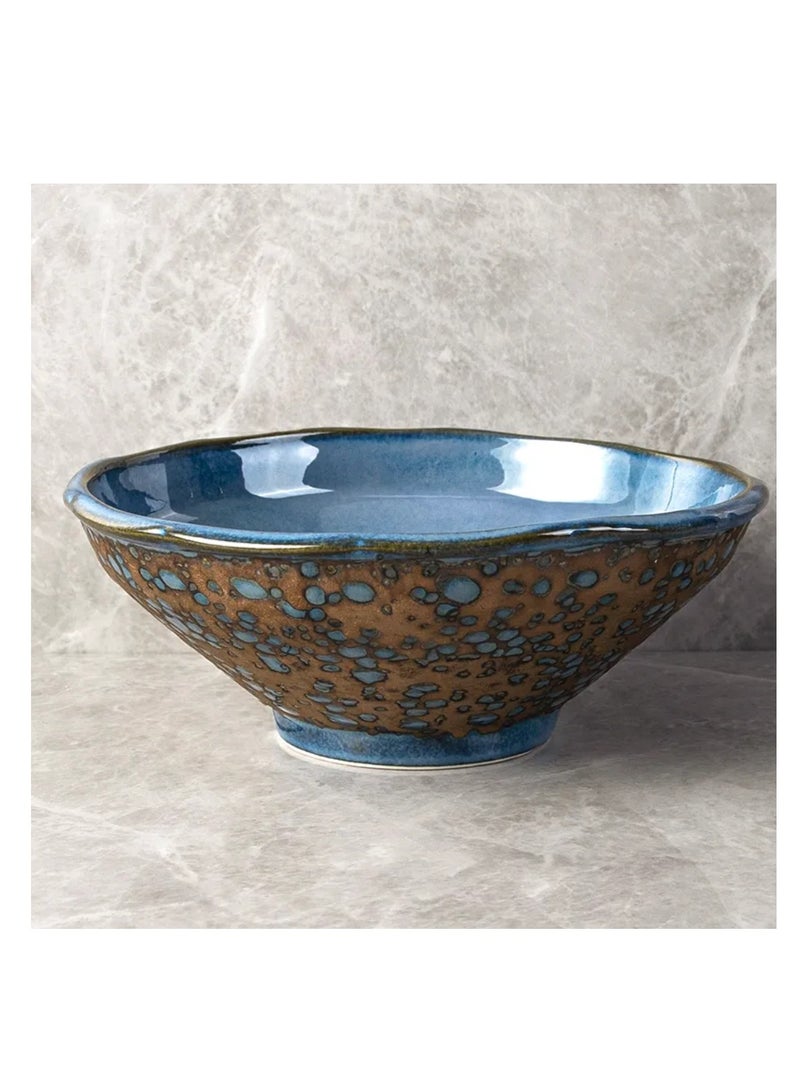 MAAC Home  Rustic Blue Stoneware Vintage Bowl Elegant Durable and Classic design Perfect for Family Everyday Use, and Family Get- Together, Restaurant, Banquet and More (Set of 1, 8") - Image 2