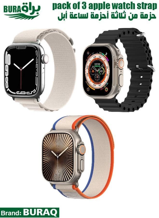 BURAQ - Apple Watch Band Strap For Apple Watch Ultra 2/Ultra 49mm, Series 10 46mm, 9/8/7 45mm, SE2/SE/6/5/4 44mm, 3/2/1 42mm - Image 1