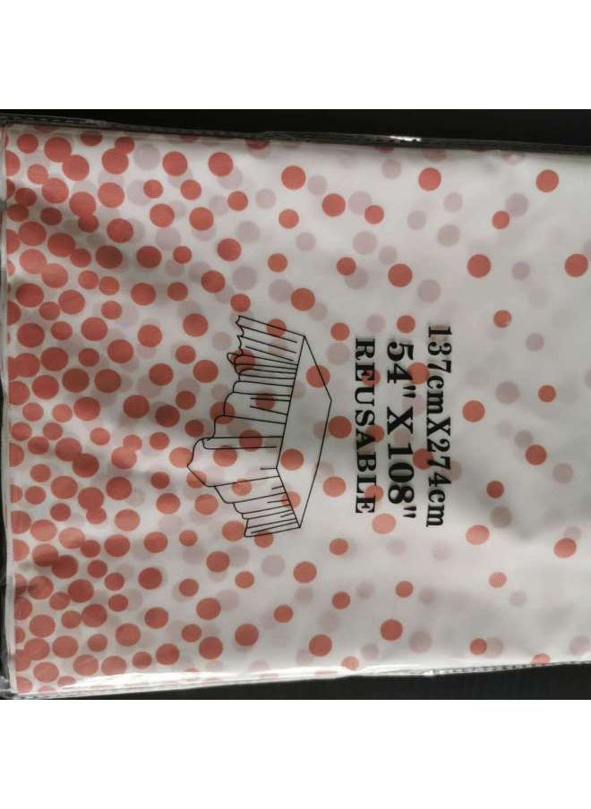 Generic Disposable Polka Dot Tablecloth 137×274cm Peva Plastic Table Cover Party Supplies Foil Dot Table Cloth-Color:Printed Rose Dot-Specifications:137*274CM  - Image 1