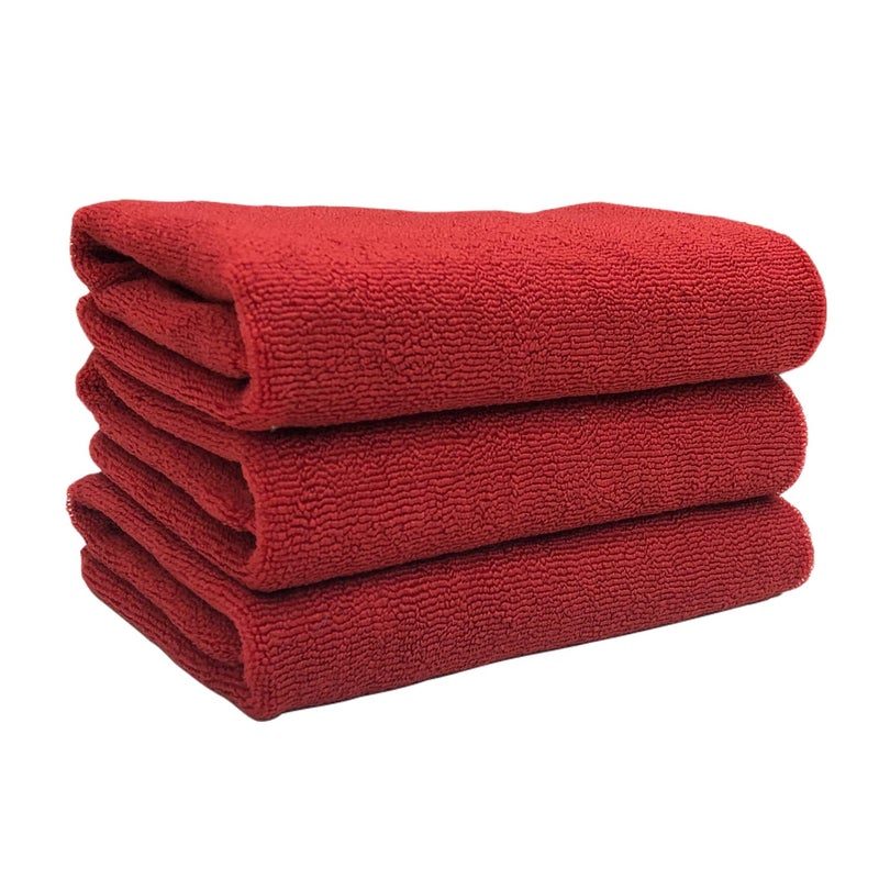 STAMIO Microfiber Hand Towel Set Super Soft (Set of 3, Red) - Image 1