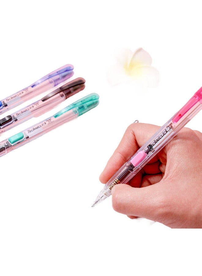 Pentel 0.5Mm Side-Press Mechanical Pencil, Student Drawing Automatic Pencil With Eraser Pd105T, Pink - Image 1