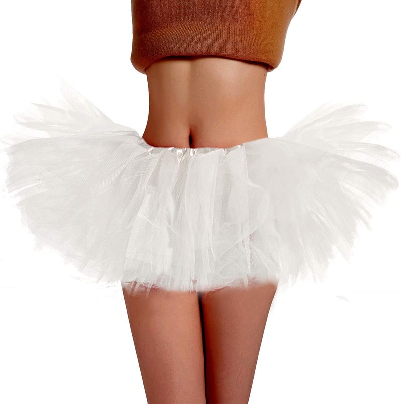 Phantomon Tutu Skirt Women's Teens Classic Elastic 5 Layered Tulle Ballet Skirt, 1950s Vintage Style Short Skirt, Adult Size - Image 1