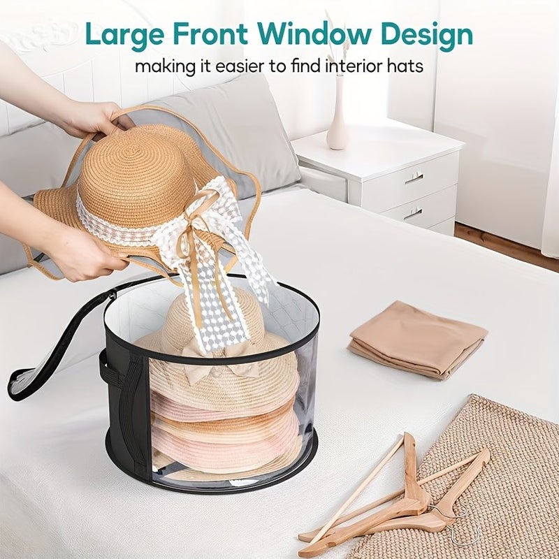 Black Multi-Functional Storage Box with Inner Bag Transparent Double Zipper Handle Shoulder Strap for Hats Toys Wardrobe Commuting Holiday Gift - Image 5