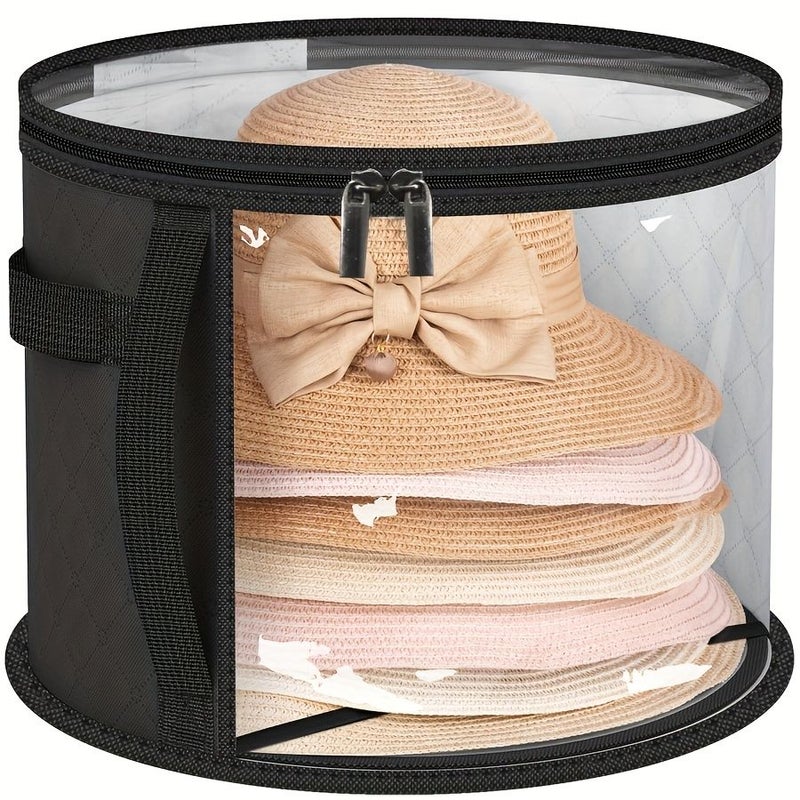Black Multi-Functional Storage Box with Inner Bag Transparent Double Zipper Handle Shoulder Strap for Hats Toys Wardrobe Commuting Holiday Gift - Image 1