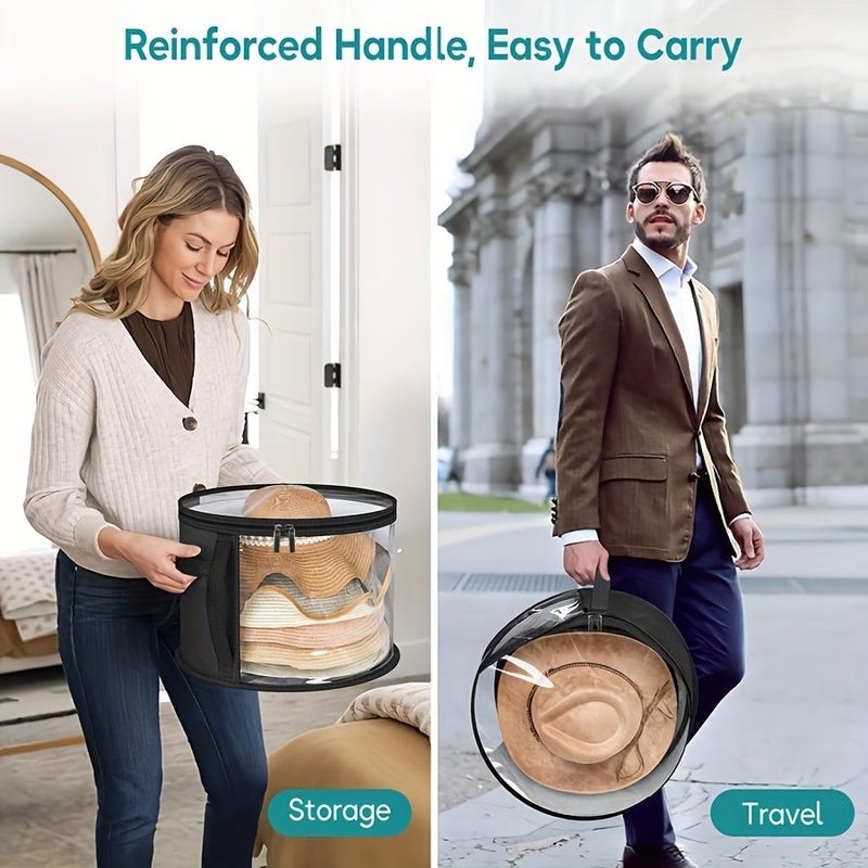 Black Multi-Functional Storage Box with Inner Bag Transparent Double Zipper Handle Shoulder Strap for Hats Toys Wardrobe Commuting Holiday Gift - Image 4