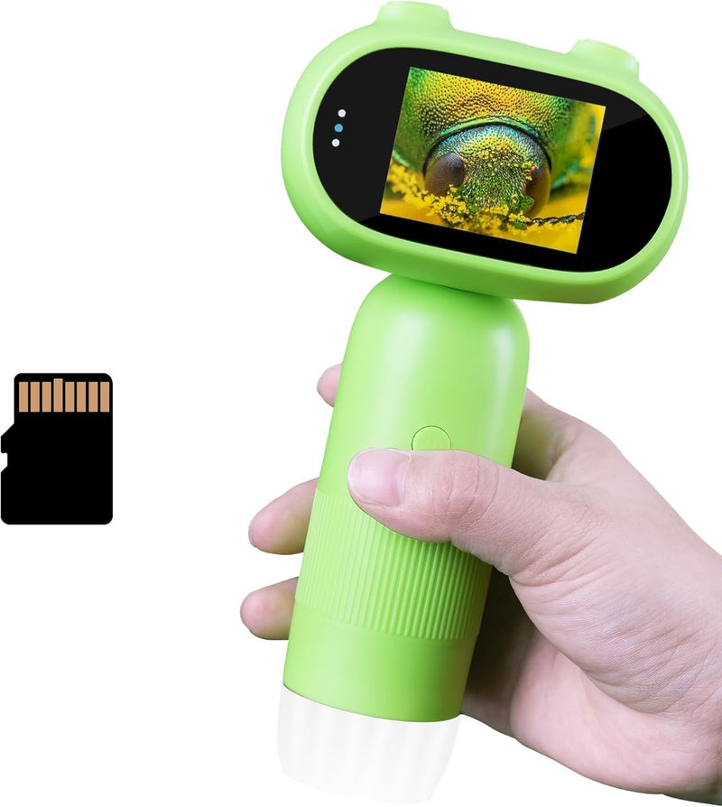 TINYLENS GreenPeek Kids Microscope, Handheld MiniScope for Kids, 2" Screen,1000x Mini Portable Pocket Digital Microscope for Kids, 32GB Card, Kids Educational Science Kit, Birthday Gift for Kids - Image 1