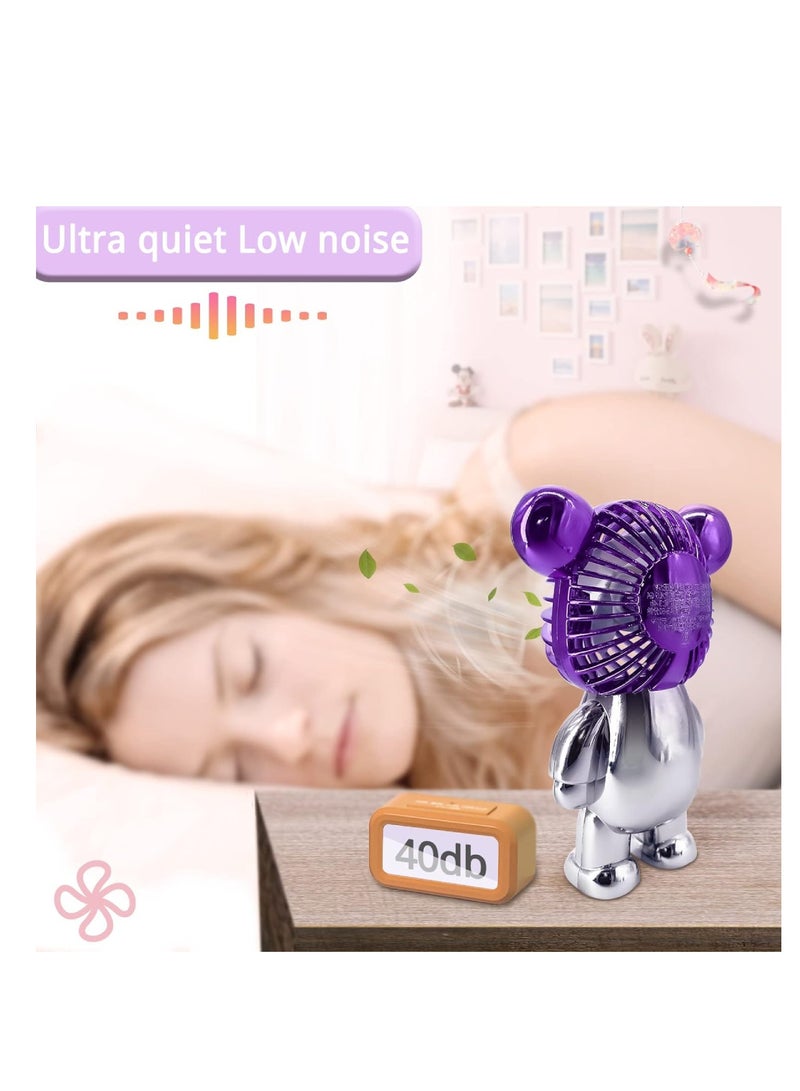 DIGI CORE USB Desk Fan Portable Desktop Fan Mini Handheld Fan Rechargeable Battery Powered Fan Adjustable 3 Speeds Colorful Bear Design Table Fan Perfect For Outdoor Office Home And Travel - Image 5