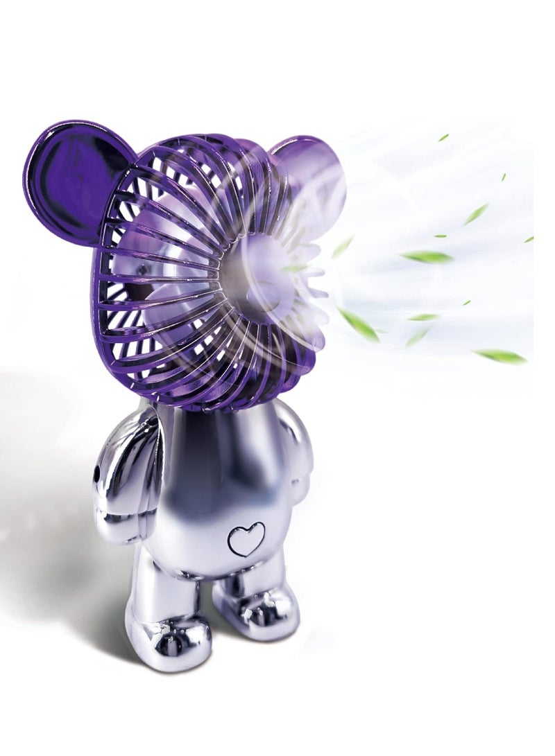 DIGI CORE USB Desk Fan Portable Desktop Fan Mini Handheld Fan Rechargeable Battery Powered Fan Adjustable 3 Speeds Colorful Bear Design Table Fan Perfect For Outdoor Office Home And Travel - Image 2