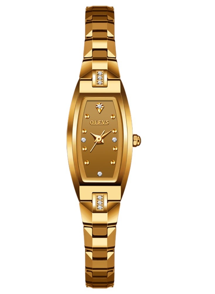 OLEVS Women Watches Imported Tungsten Steel movement And Strap Gold Quartz Waterproof Small Tonneau Shape Wrist Watch  - Image 1