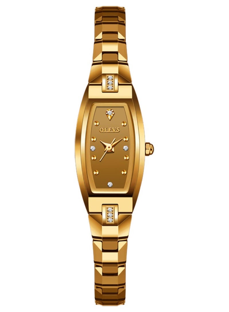 OLEVS Women Watches Imported Tungsten Steel movement And Strap Gold Quartz Waterproof Small Tonneau Shape Wrist Watch - Image 1