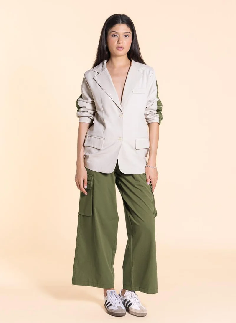 SHAPES DETAILED LINEN BLEND BLAZER SET