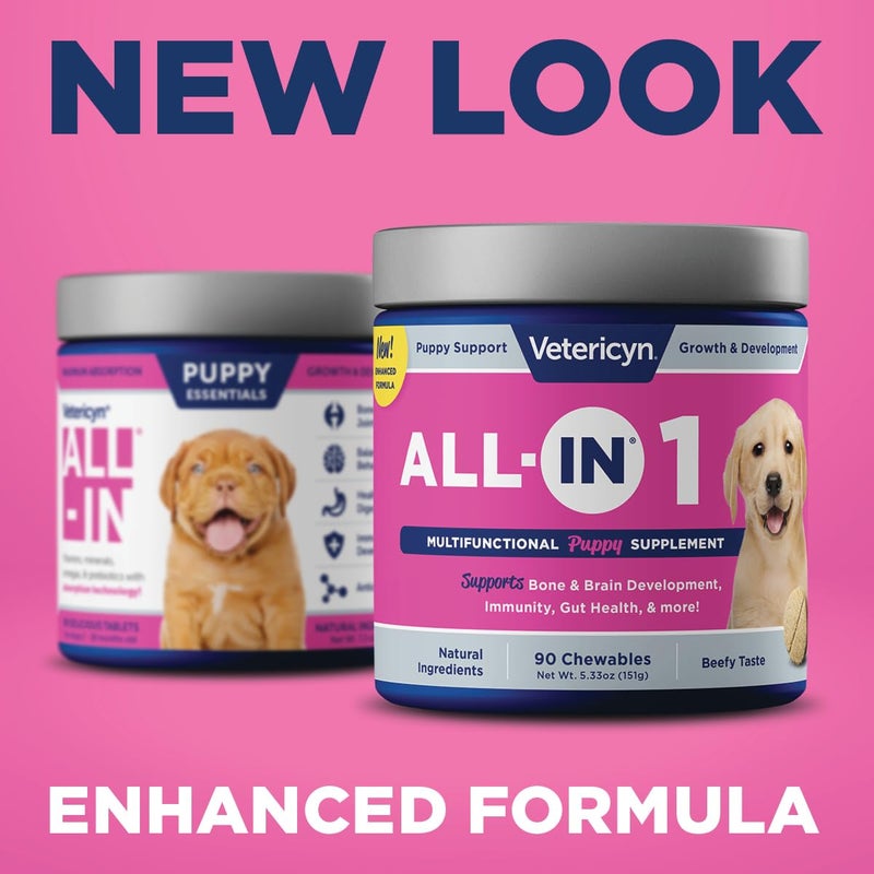 Vetericyn All-in 1 Multifunctional Puppy Supplement | Digestive Enzymes + Antioxidant Immune Support for Puppies + Vitamins, Minerals, Prebiotics, Probiotics, and Omegas. 90 Count - Image 2